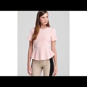 DKNY Blush Pink Silk Blend Peplum Blouse